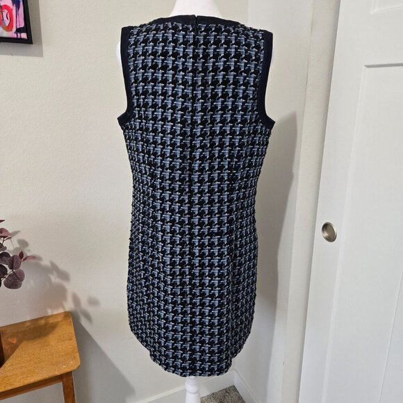 NWT Ann Taylor Denim Trim Tweed Shift Dress Sleeveless- Blue - Sz 10P - Picture 5 of 11